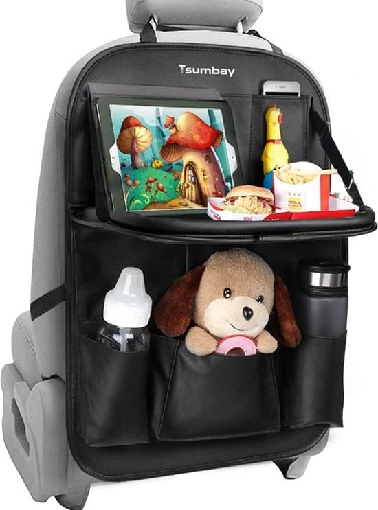 Organizzatore di sedile posteriore con contenitore acqua-tight per tablet/telefono e molteplici tasche multifunzione (1 pezzo)