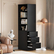 Scaffale per libri alto 180 cm - Zephmum - Stretto, cassetti laterali, ripiani regolabili