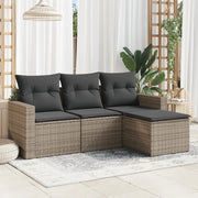 Salotto da Giardino-Set Divani da Giardino 4 pz con Cuscini in Polyrattan Grigio 842301