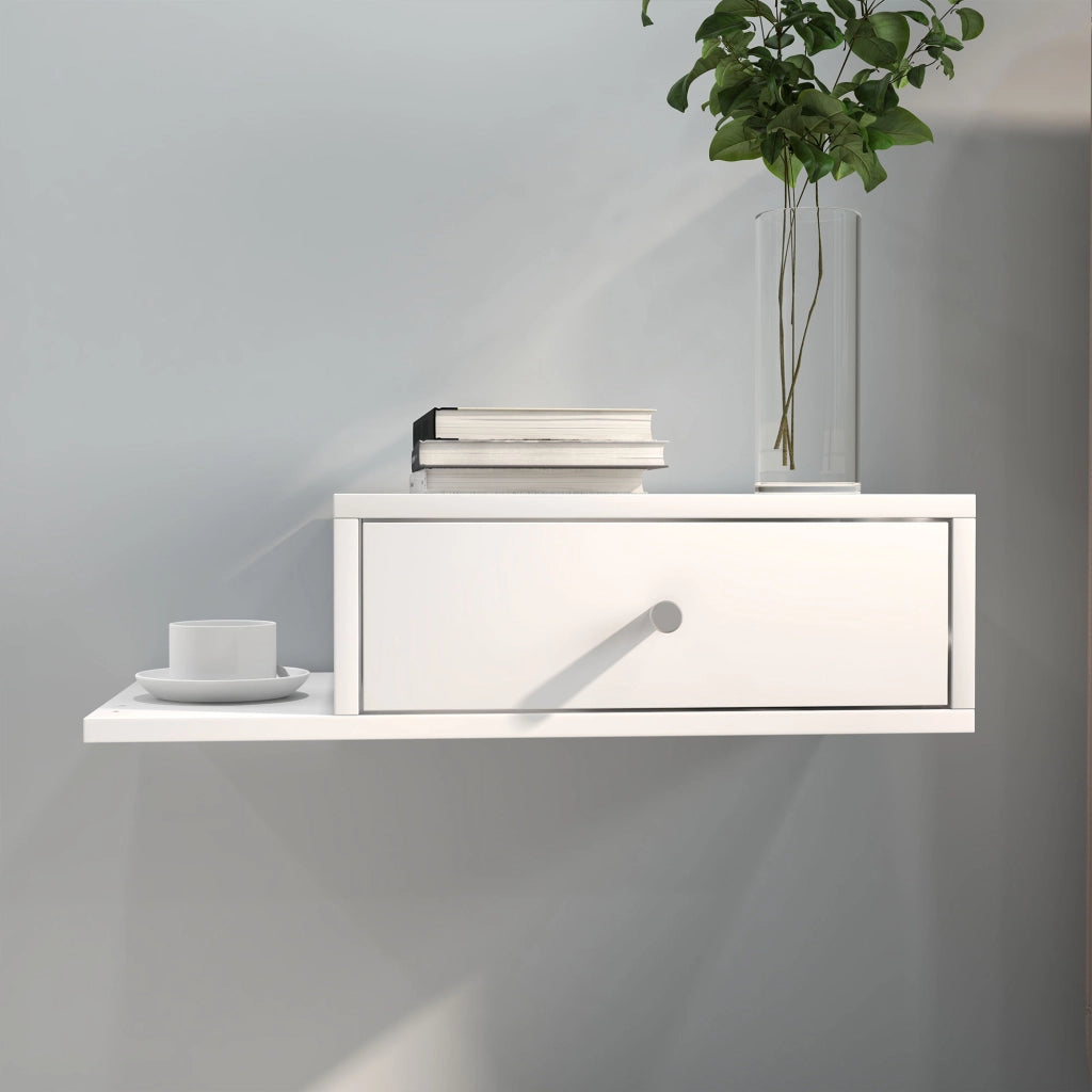 Tavolini da notte a muro ¨C zephmum ¨C 2 pezzi, MDF bianco, 55x30x15 cm