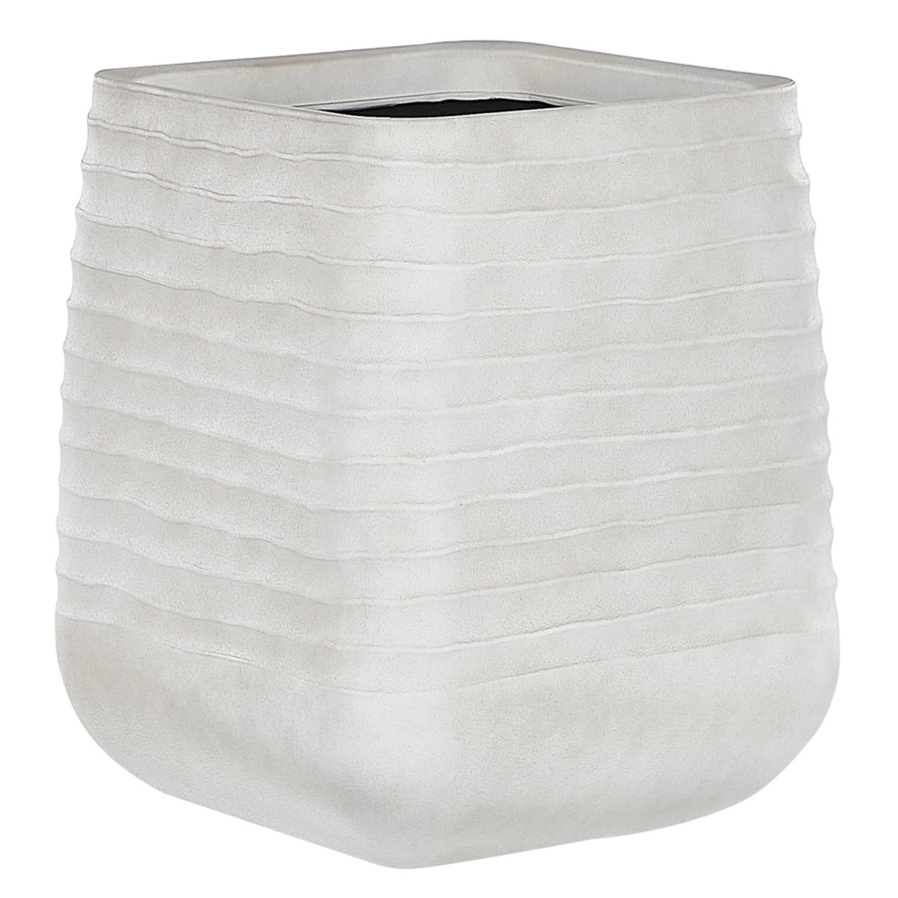 Vaso per piante grande in poliresina bianca sporca per esterni quadrato 50 x 49 cm resistente ai raggi UV