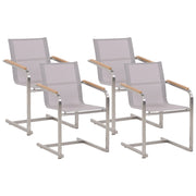 Set di 4 sedie da giardino beige con sedile sintetico struttura in acciaio inox stile cantilever