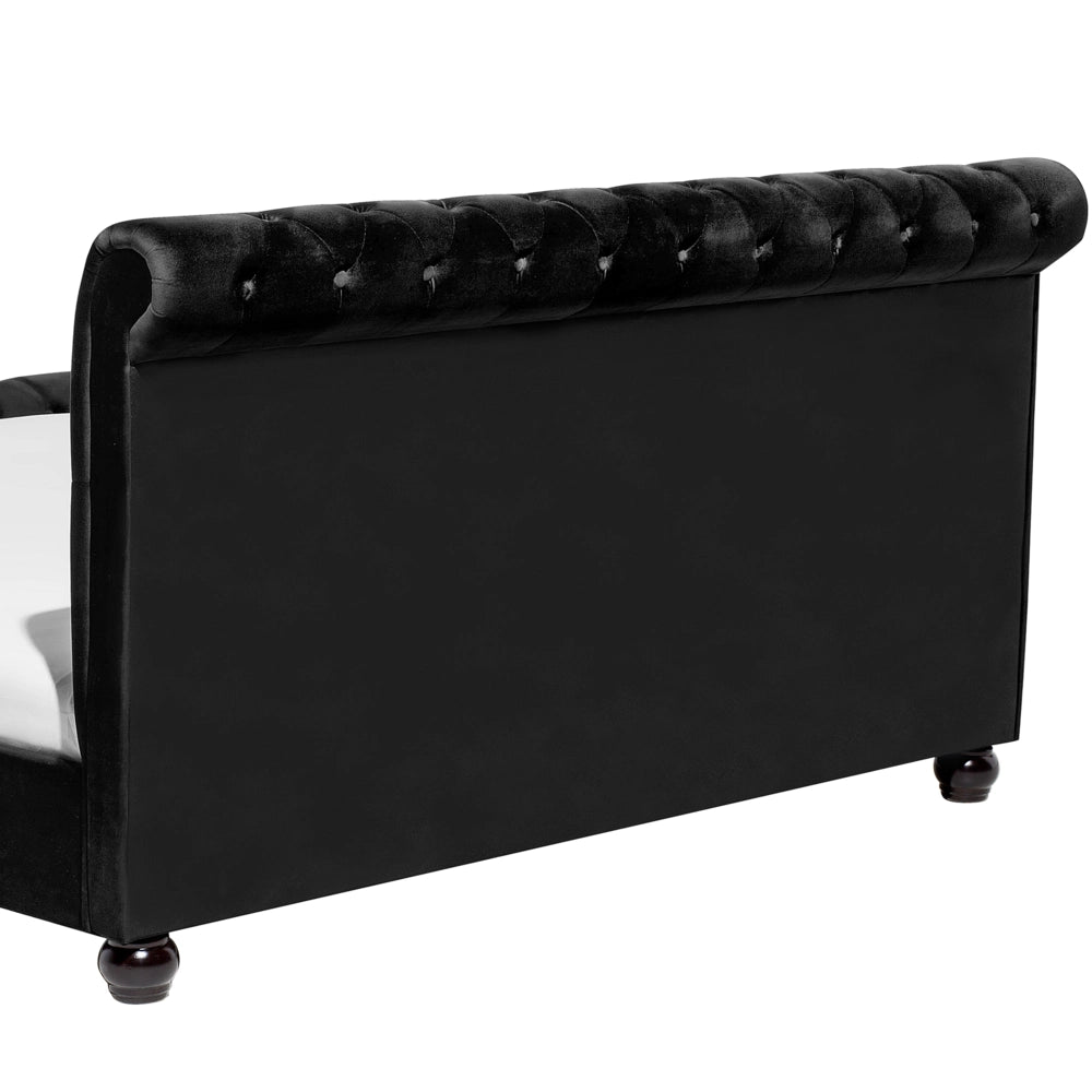 Letto rivestimento in velluto Nero Gambe in legno Nero 180 x 200 cm abbottonato Glam