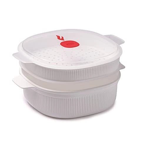 Snips 000851 TempoZero Vaporiera per Microonde 2 Vassoi 4 L senza BPA lavastoviglie safe colore Bianco