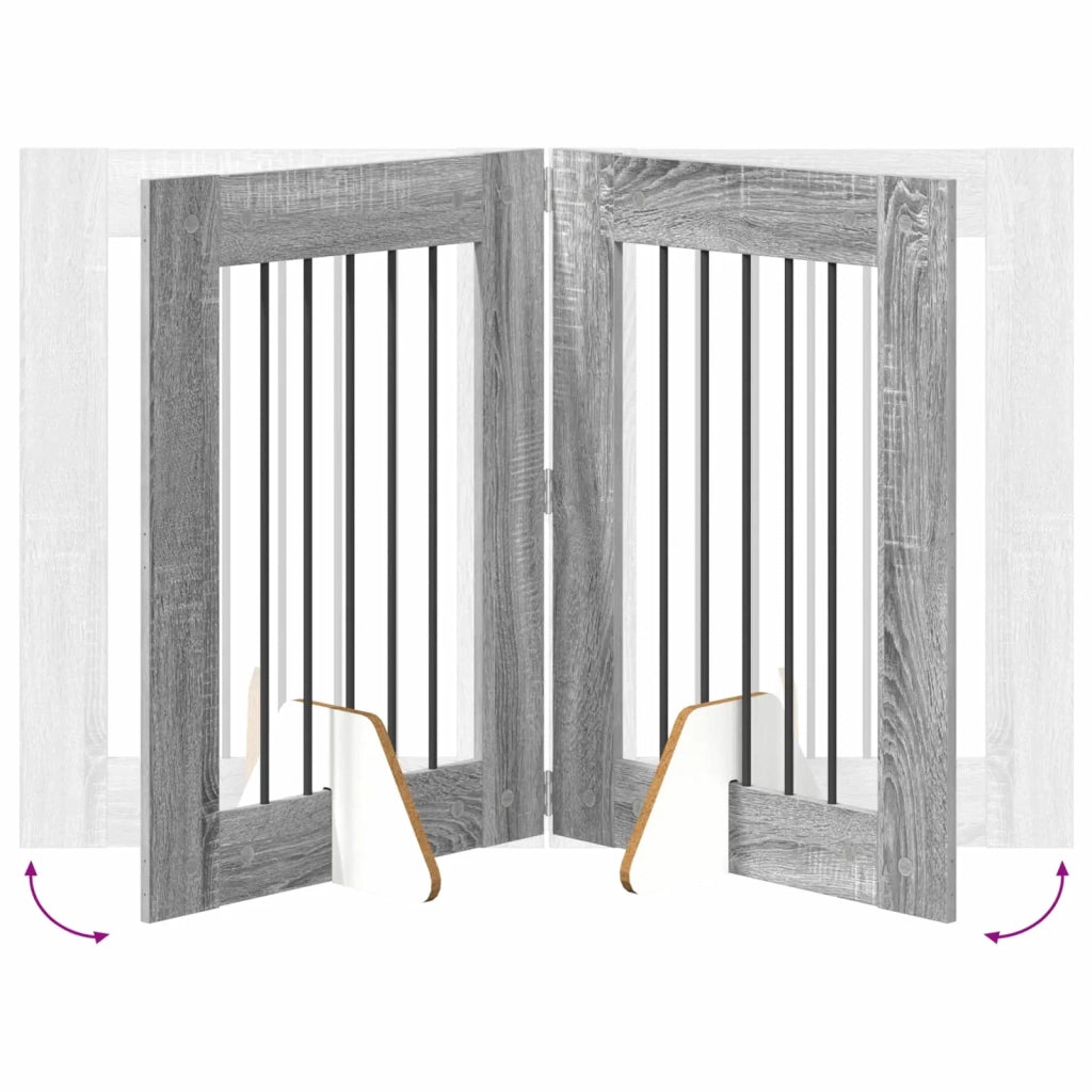 Cancello per cani con supporti 2 pcs Grigio Sonoma 60 x 80 cm 892094