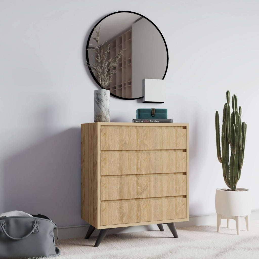 Cassettiera in legno "Suvera" - 70 x 40 x 86 cm - Marrone chiaro