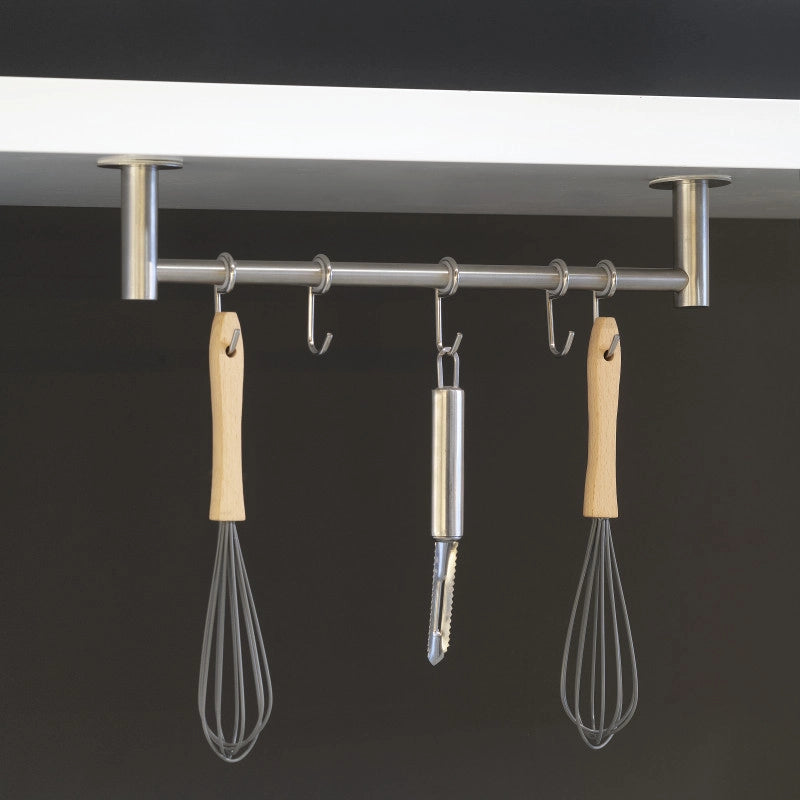 Portabicchieri per mobili a 4 linee, lunghezza 280 mm, Acciaio, Cromato lucido