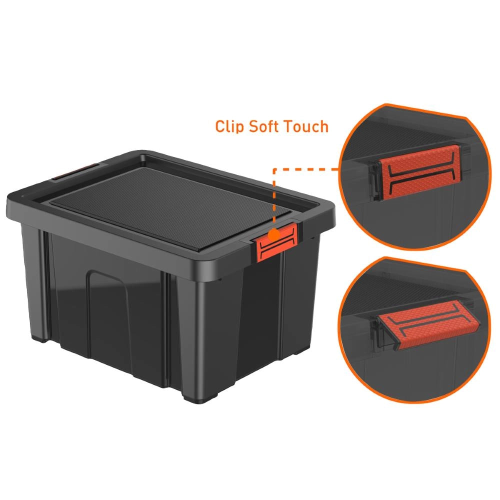 Contenitore Box Multiuso Porta attrezzi Portaoggetti Bricolage Nero 20 Litri
