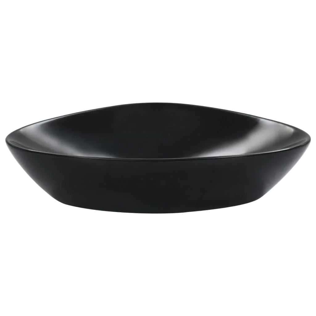 Lavabo da appoggio per l'interno del bagno cabina doccia cabina WC 58,5 x 39 cm ceramica nera 02_0002611