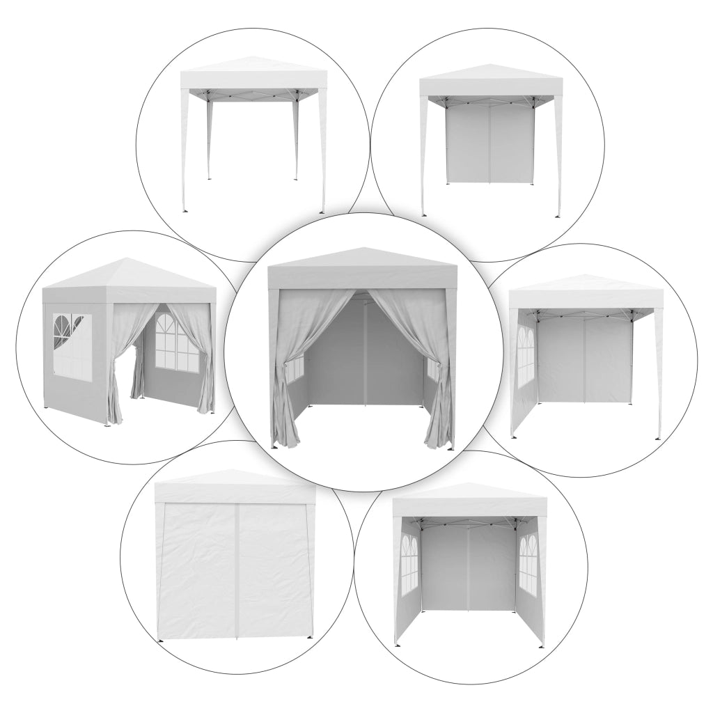 Gazebo da Giardino Pieghevole 2x2m con 4 Pareti Rimovibili in Poliestere e Acciaio Bianco
