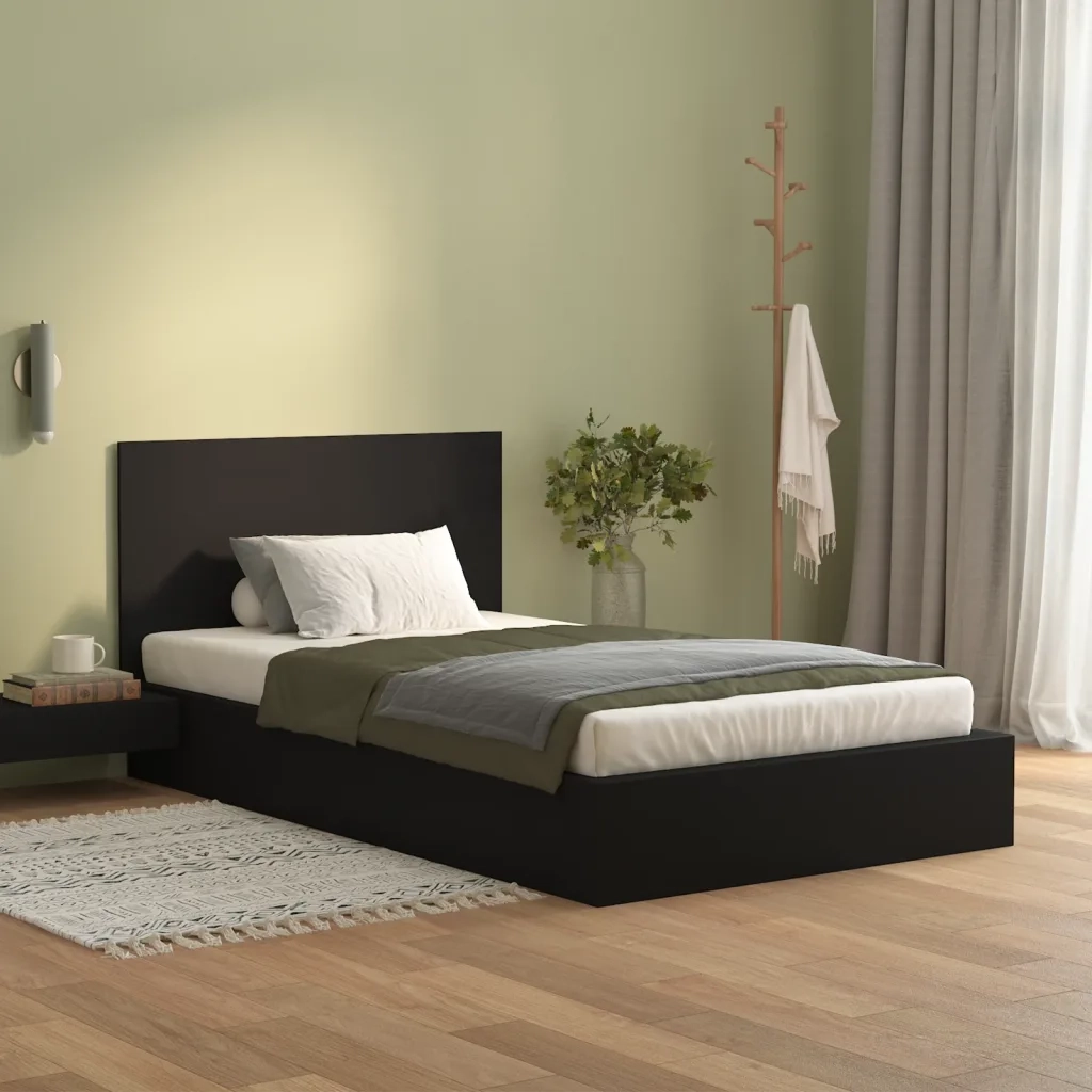 Testiera per Letto Nera 120x1,5x80 cm in Legno Multistrato 811026