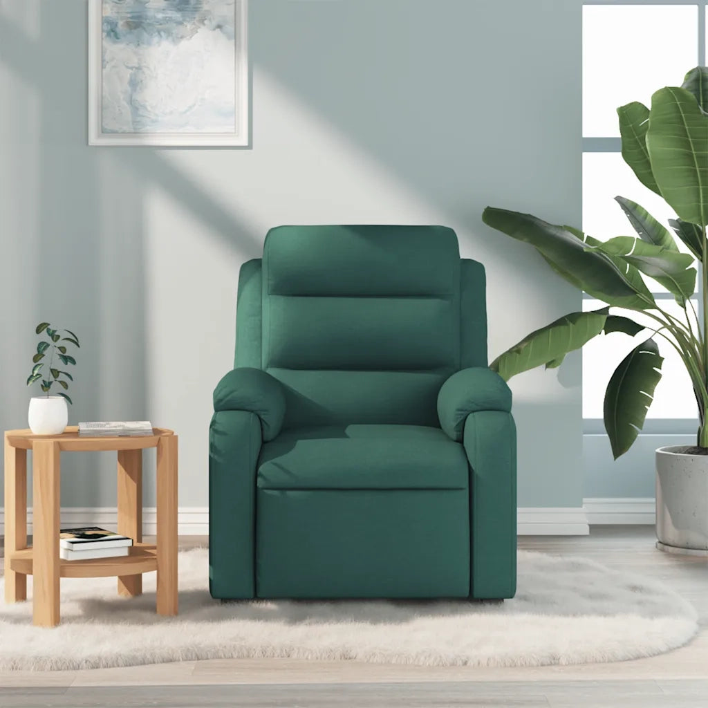 Poltrona Massaggiante | Sedia Relax Reclinabile Verde Scuro in Tessuto