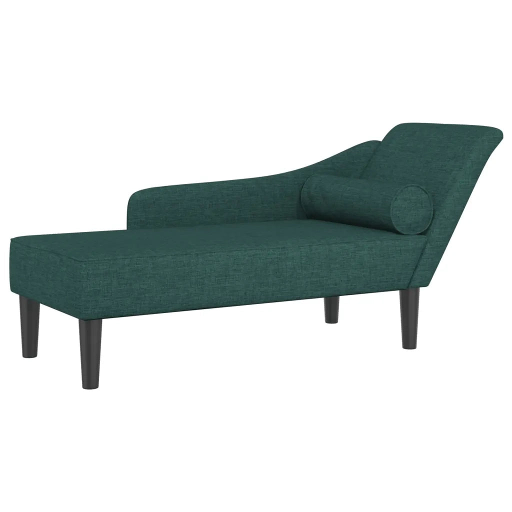 Chaise Longue con Cuscini Verde Scuro in Tessuto CFW4647451