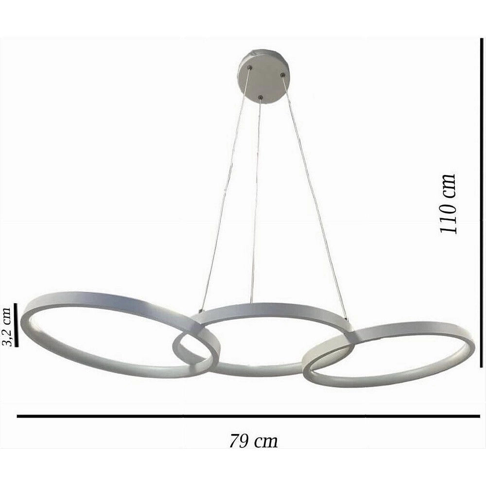 Trade Shop - Lampadario A Sospensione Da Soffitto 3 Anelli Tre Tonalità Di Colore 40w B63-b3c -