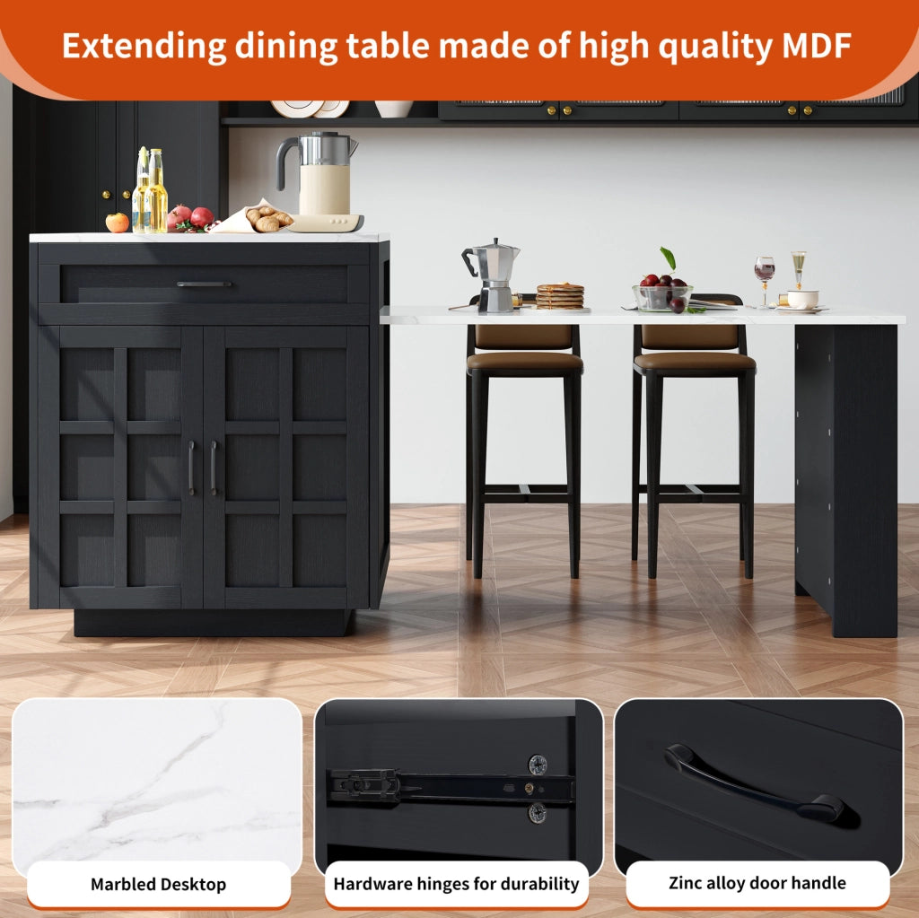 Tavolo bar estensibile con contenitore in MDF nero 133-202 cm