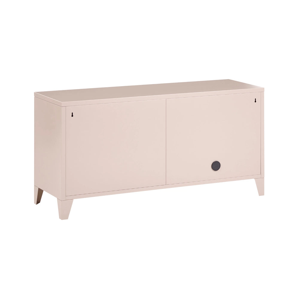 Credenza in acciaio, 3 ante, ripiani regolabili, beige stile industriale home office