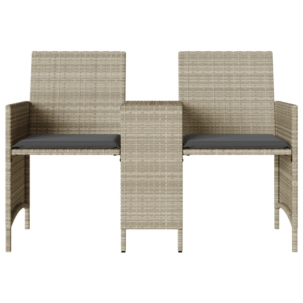 Divano Giardino 2Posti Tavolo Sgabelli Grigio Chiaro Polyrattan 4003895