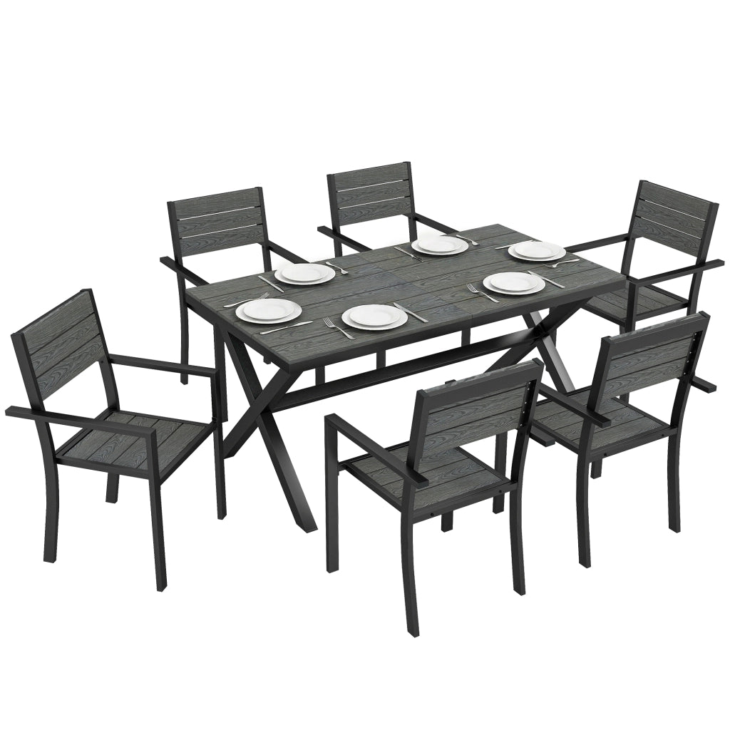 Tavolo da pranzo esterno allungabile 6 persone ¨C zephmum ¨C grigio effetto legno