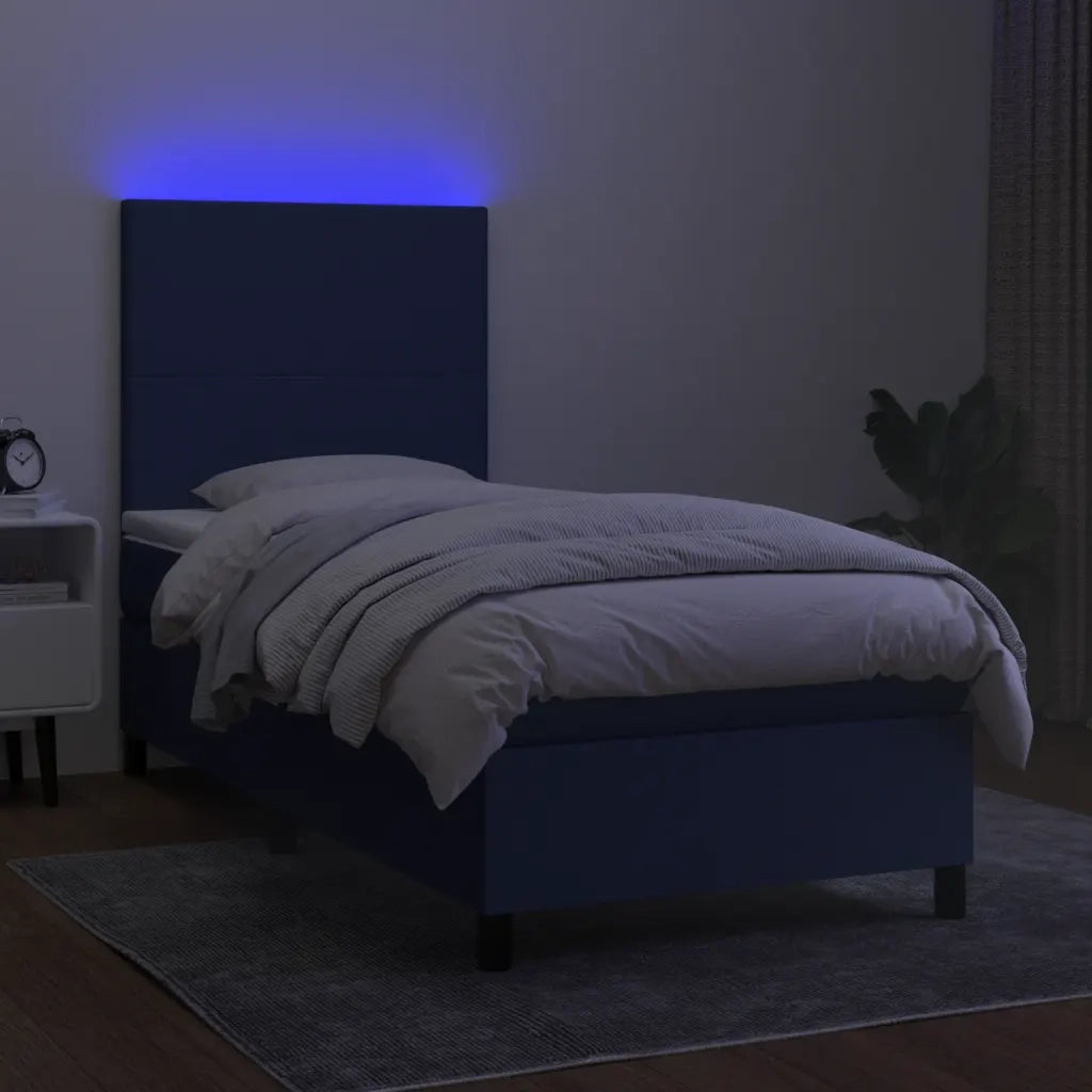 Letto a Molle con Materasso e LED Blu 90x190 cm in Tessuto 3134683
