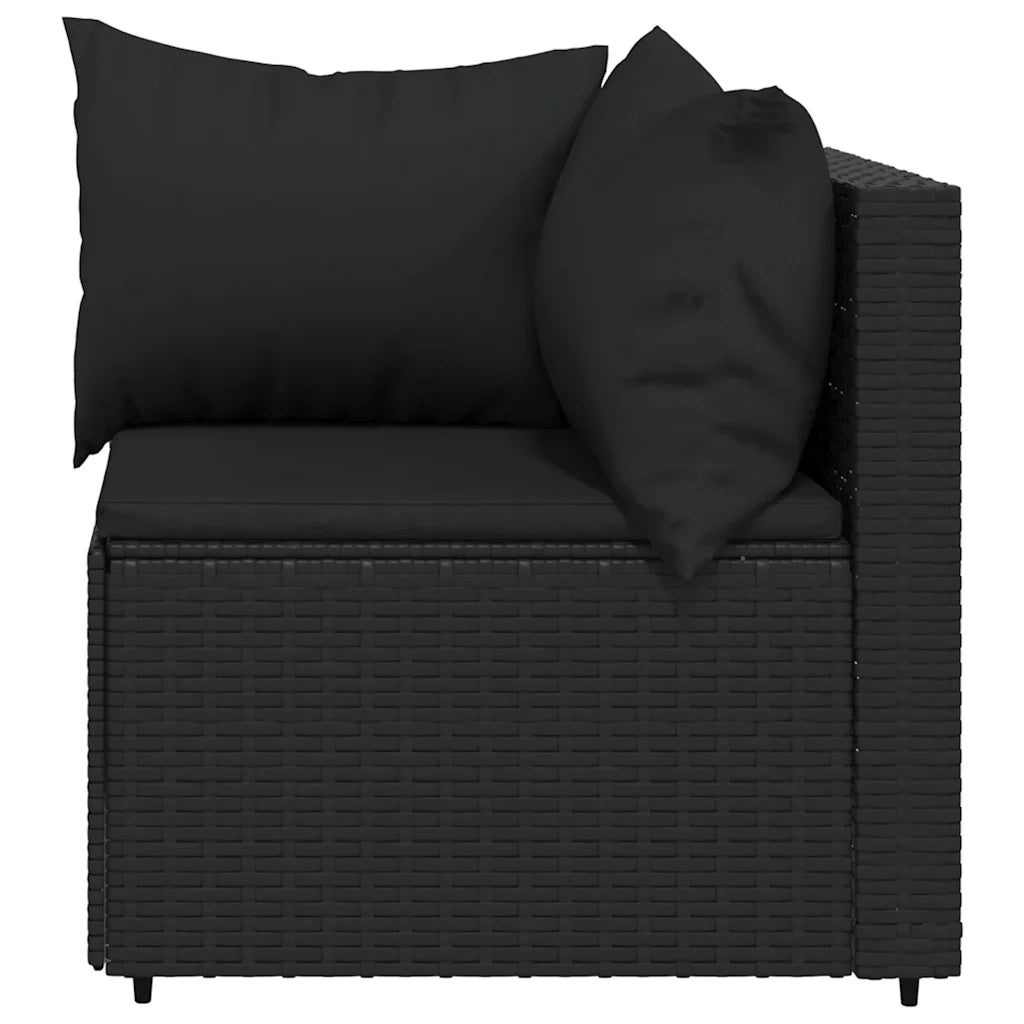 Set Divani da Giardino 3 pz | Set Salotto da Giardino con Cuscini Nero in Polyrattan