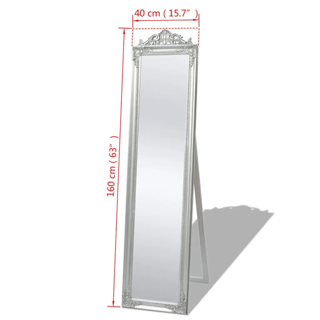 Specchio a Pavimento in Stile Barocco 160x40 cm Argento cod mxl 50271