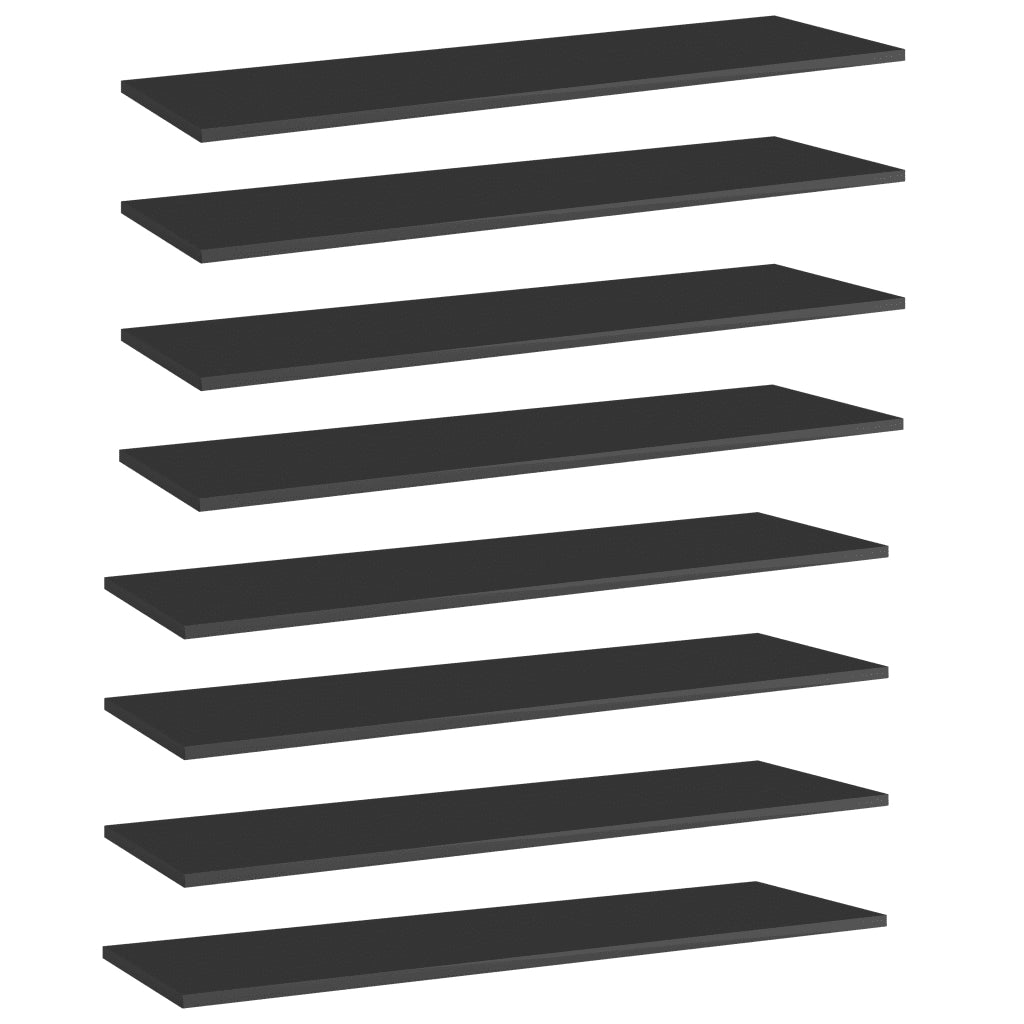 Ripiani per Libreria 8pz Nero Lucido 100x30x1,5cm Multistrato 805407