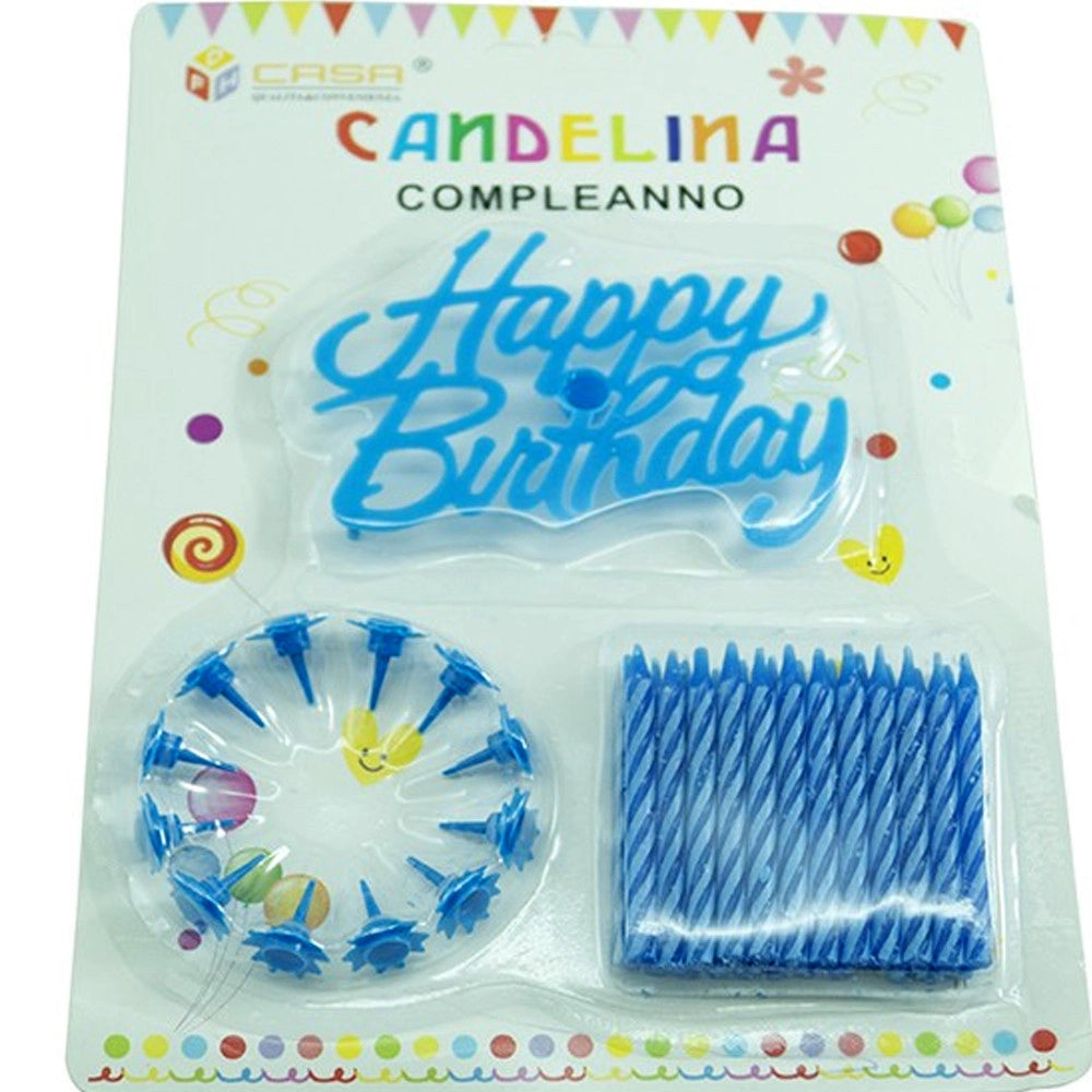 Trade Shop - Candeline Scritta Happy Birthday Celeste Torta Festa Party Compleanno 61593b -