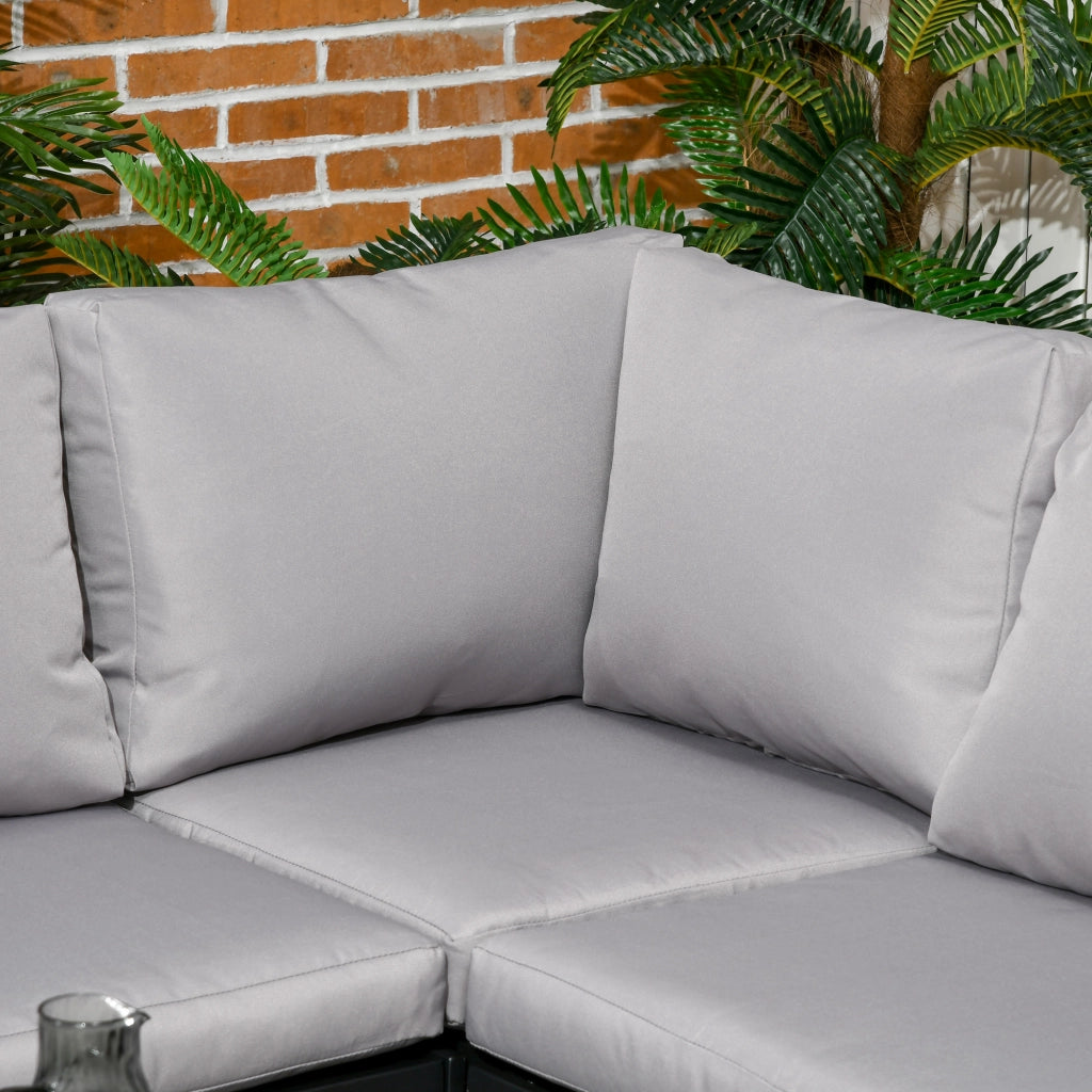 EasyComfort Set da Giardino 4 Pezzi con 2 Divanetti, Poltrona Angolare e Tavolino da Caffè in Vetro Temperato