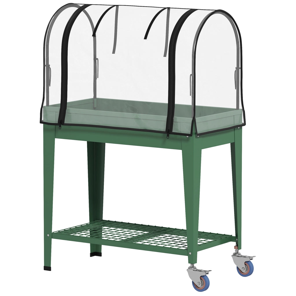 Letto da Giardino Urbano con Ruote e Ripiano ¨C Zephmum ¨C 80x40x120 cm Verde