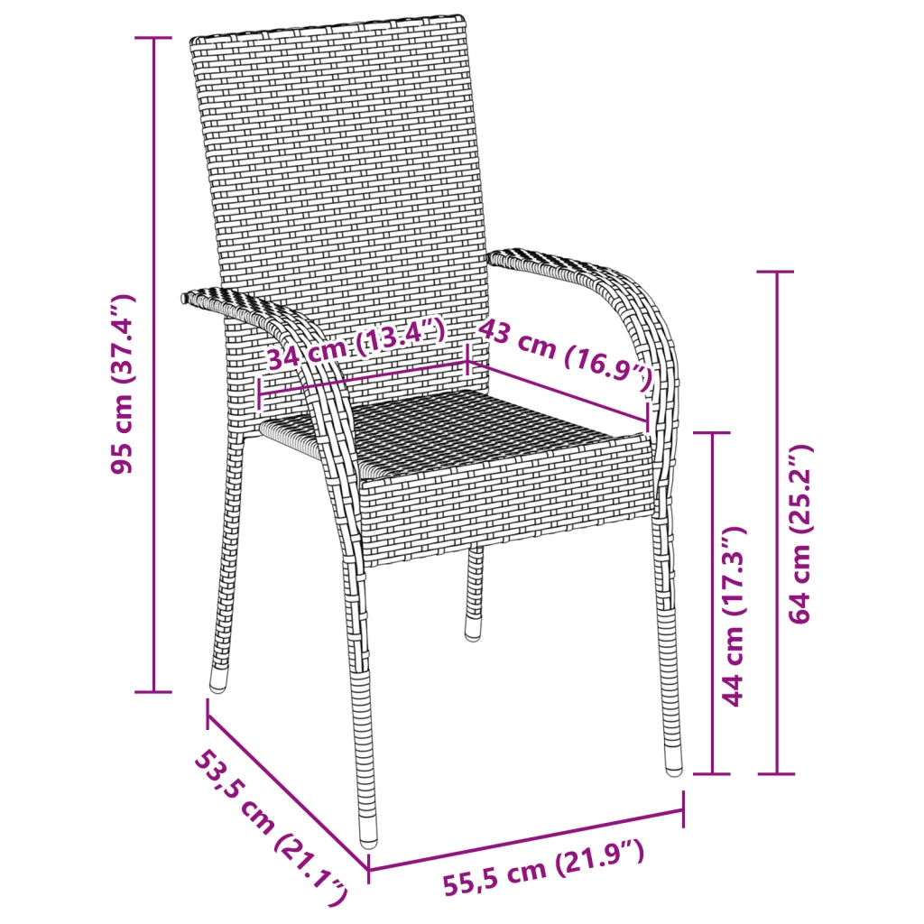 Set da Pranzo Giardino 5 Pezzi Marrone Polyrattan