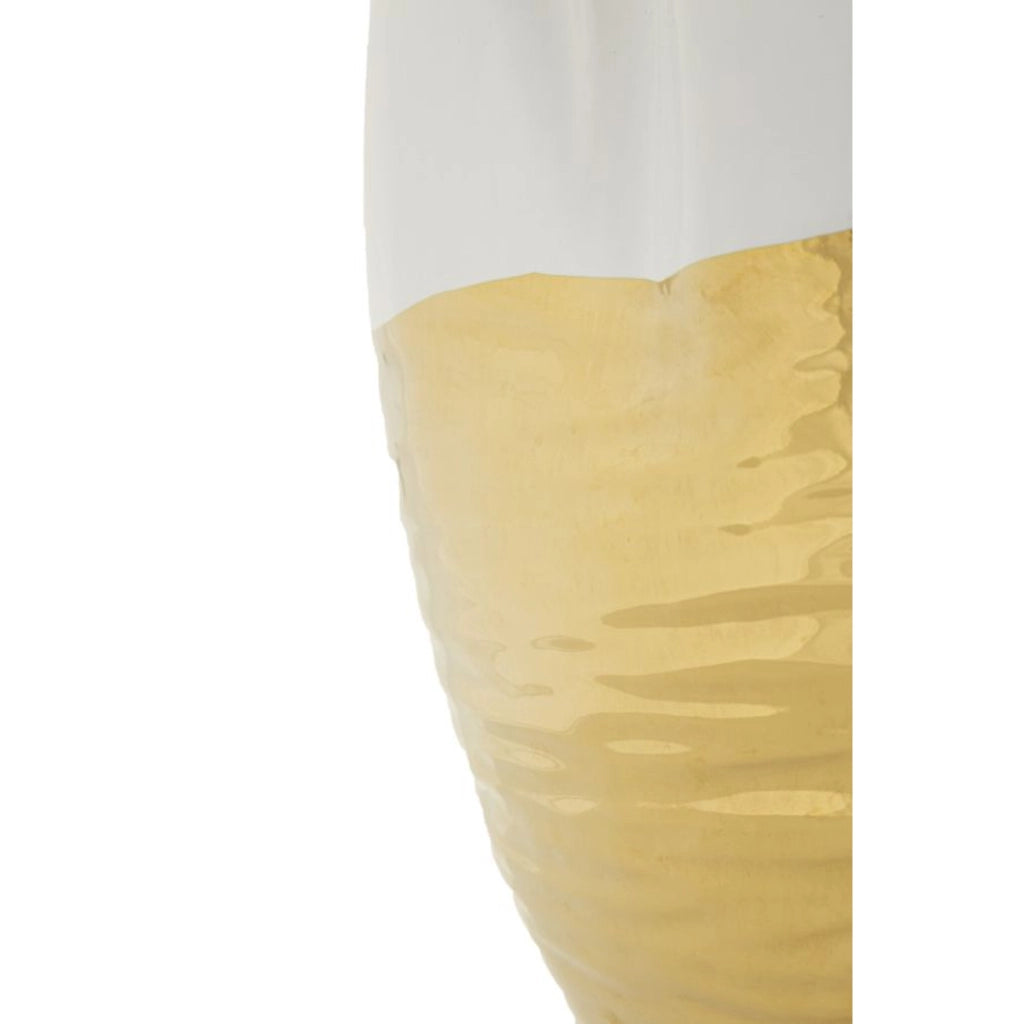 Vaso Lux in ceramica bianca e oro 20x25 cm