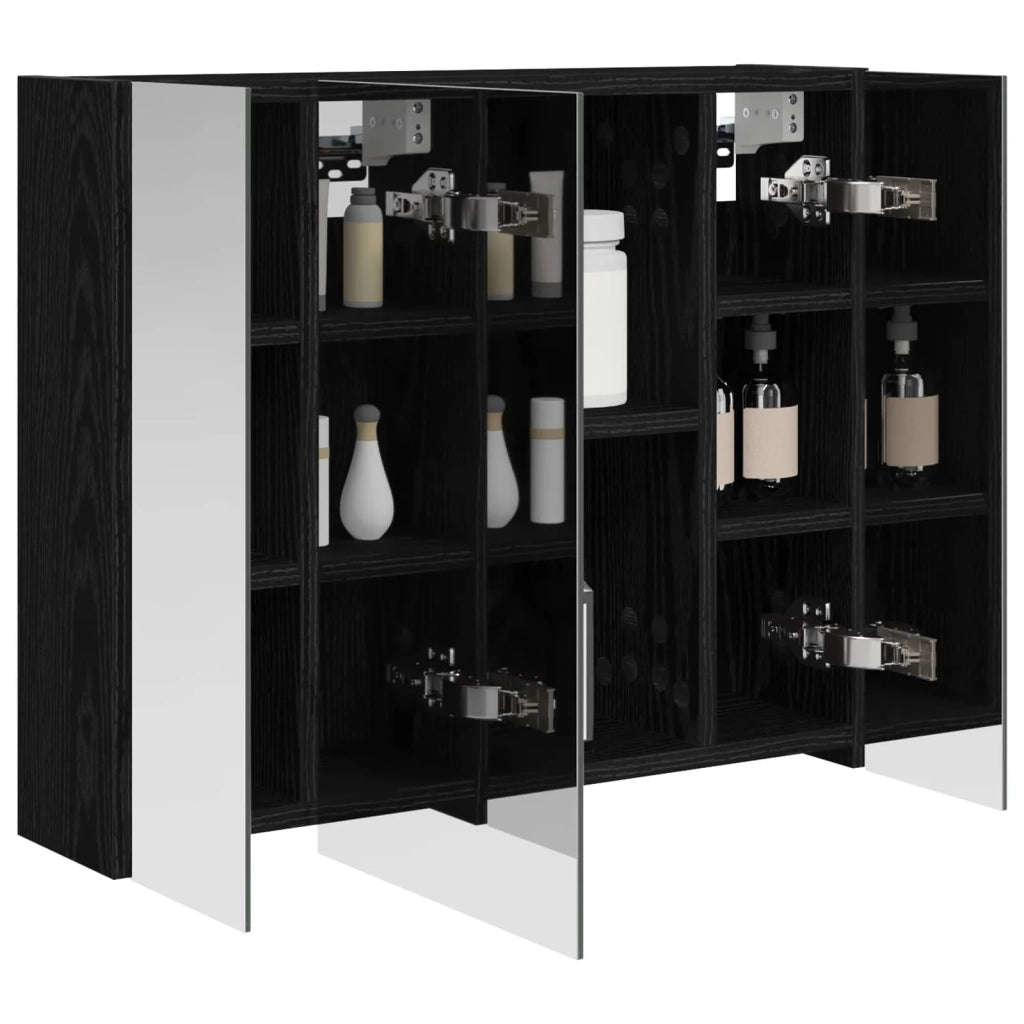 Mobiletto per specchio da bagno Rovere Nero 60 x 14,5 x 50 cm