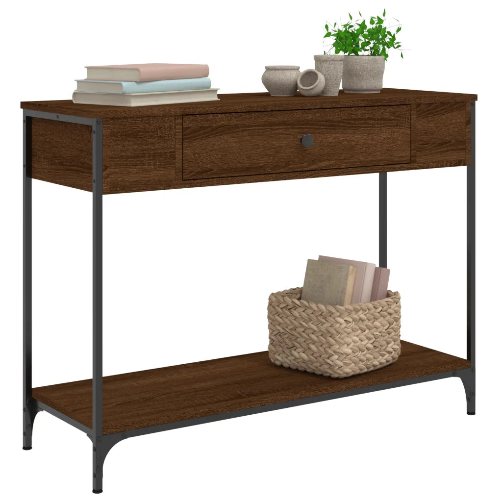 Tavolo Consolle Rovere Marrone 100x34,5x75 cm Legno Multistrato 834164