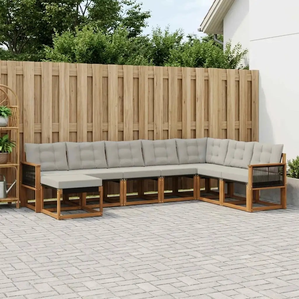 Set di divani da esterno 8 pcs Naturale e Grigio chiaro 3382143