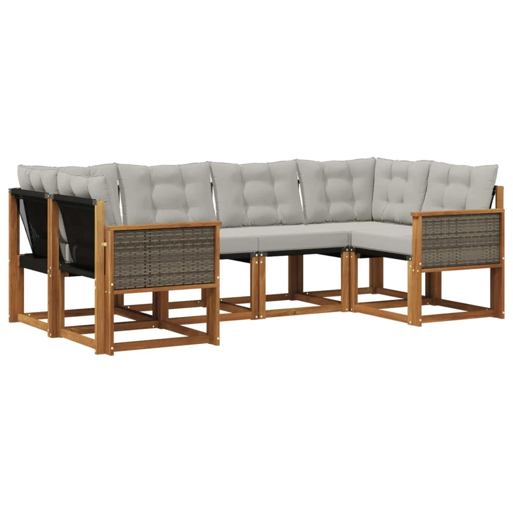 Set di divani da esterno 6 pz Naturale e Grigio chiaro 3382171