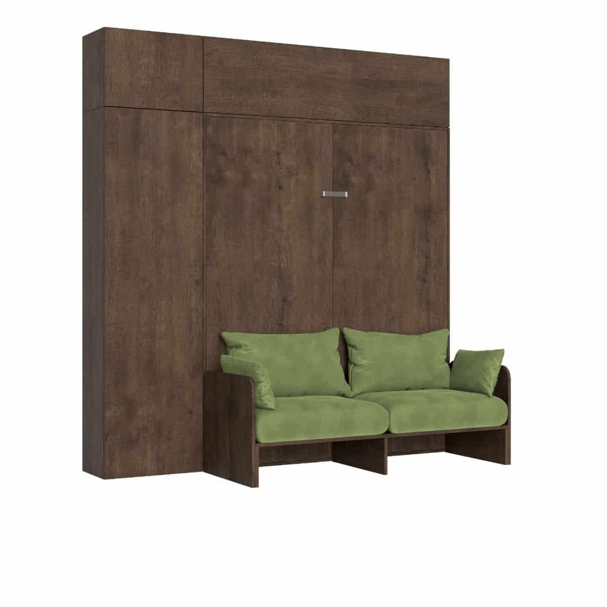 Letto Matrimoniale A Scomparsa 160 Kentaro Con Divano E Mobili Noce e Verde