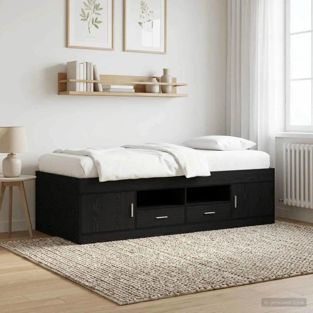 Telaio del letto con storage con porta Rovere Nero 80 x 200 cm 3429499