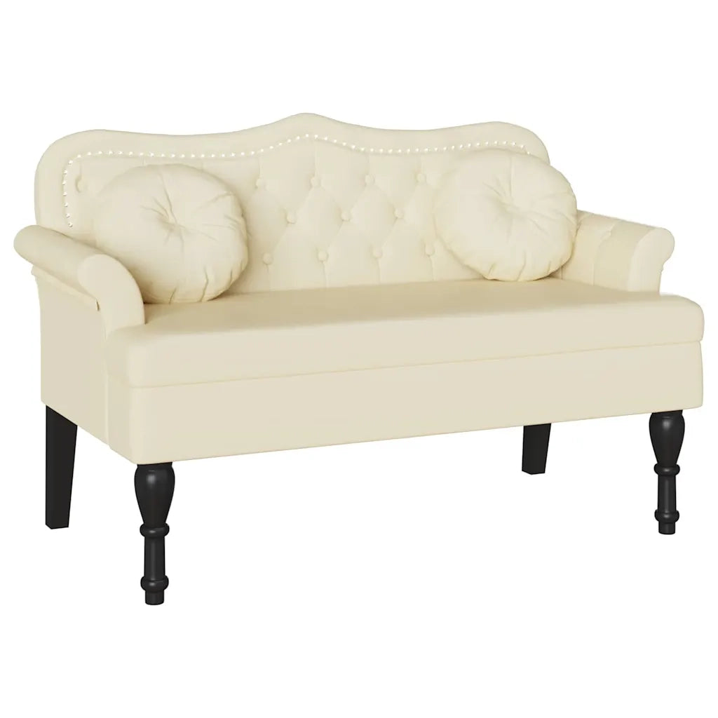 Panca Chesterfield-Sgabello-Divano Crema 120,5 x 65 x 75 cm Pelle Sintetica