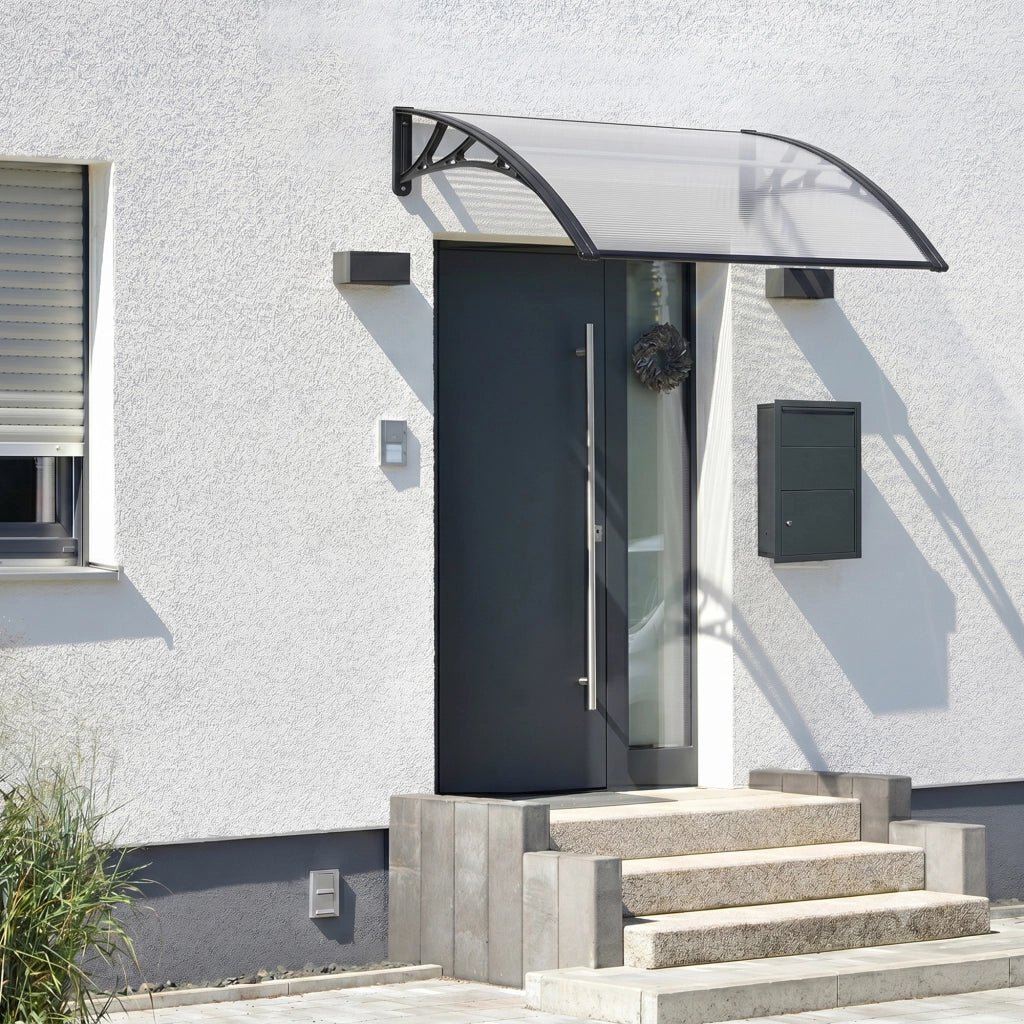 Pensilina per Ingresso Mellerud in Policarbonato 150 x 100 cm Trasparente / Nero [en.casa]