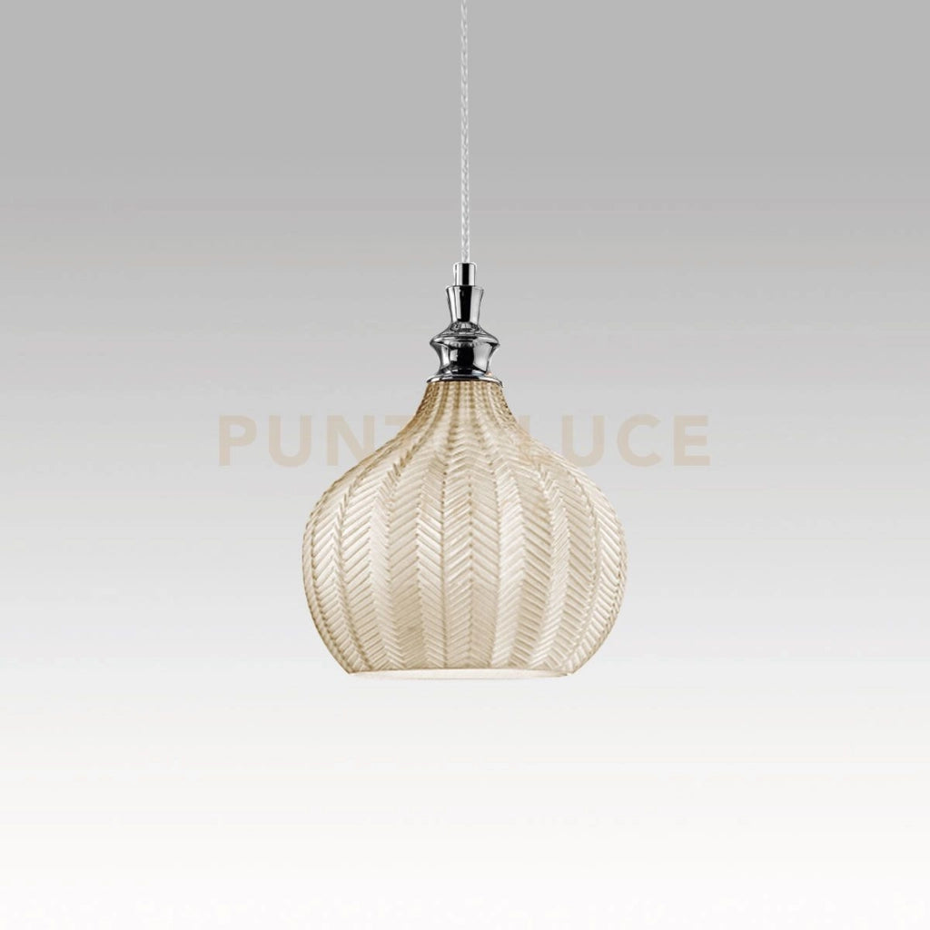 CLEOFE S/11 - LAMPADARIO SOSPESO 1 LUCE ATTACCO E27 IN VETRO COLORE OCRA D.23CM