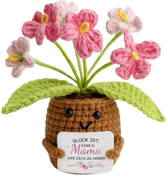 Fiori a maglia manuale - Rosa Campanella - Amuleto di fortuna - Compagno di stress - Regalo unico per la madre - Energia positiva