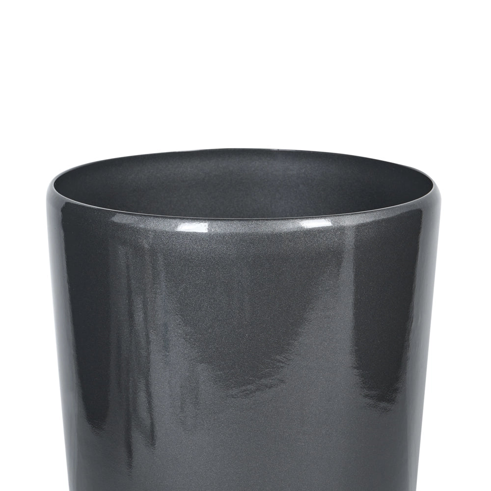 Vaso da Fiori alto nero con Fibra di Vetro 40 x 40 x 75 cm Lucido rotondo alto 40 cm
