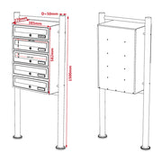 Cassetta postale condominiale autoportante 5 posti, 1 modulo, bianco 513 x 270 x 1500 mm