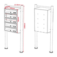 Cassetta postale condominiale autoportante 5 posti, 1 modulo, bianco 513 x 270 x 1500 mm