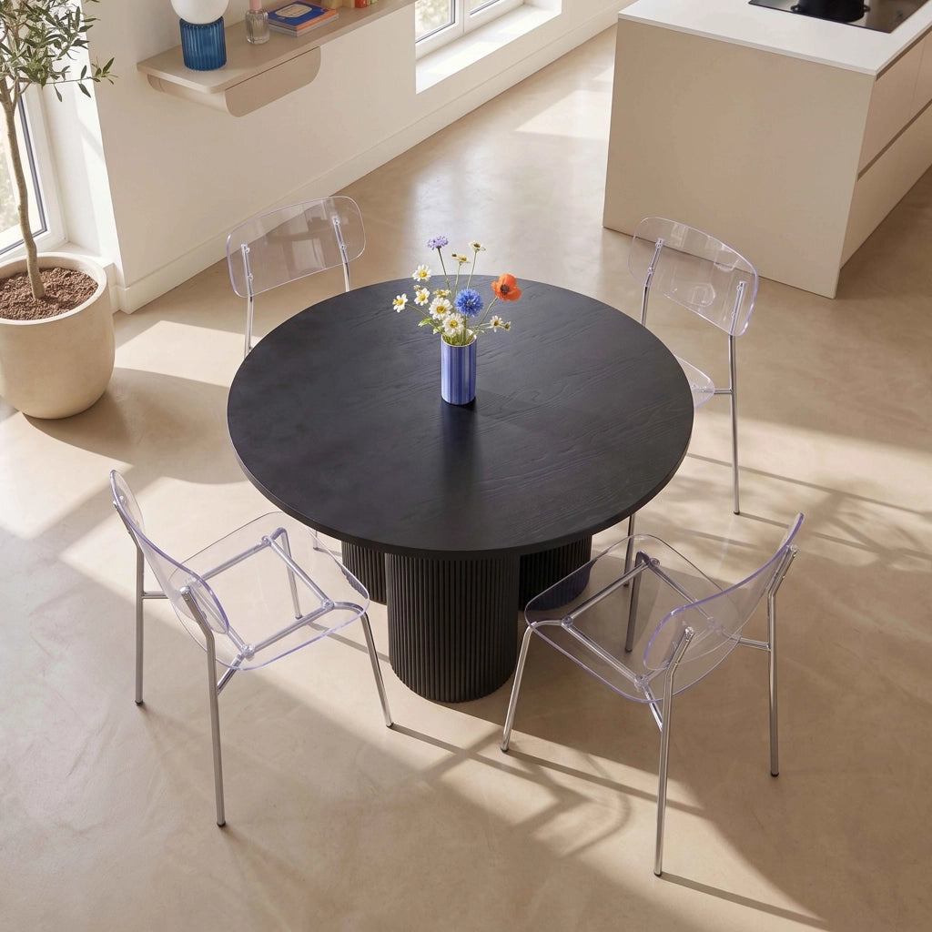 Oviala - Tavolo da pranzo rotondo moderno 120 cm effetto legno nero