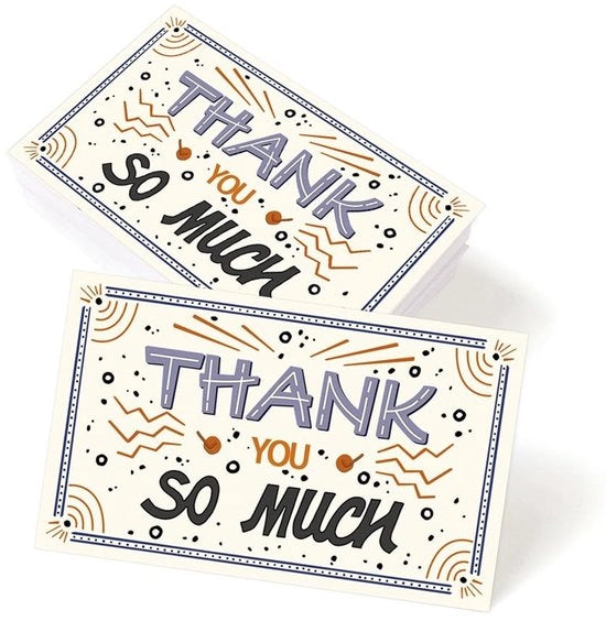 Set di Cartoline di Ringraziamento 200 pezzi - Blanco Cartoline - Cartoline di Ringraziamento Piccole - Disegni Unici - Carta Riciclata