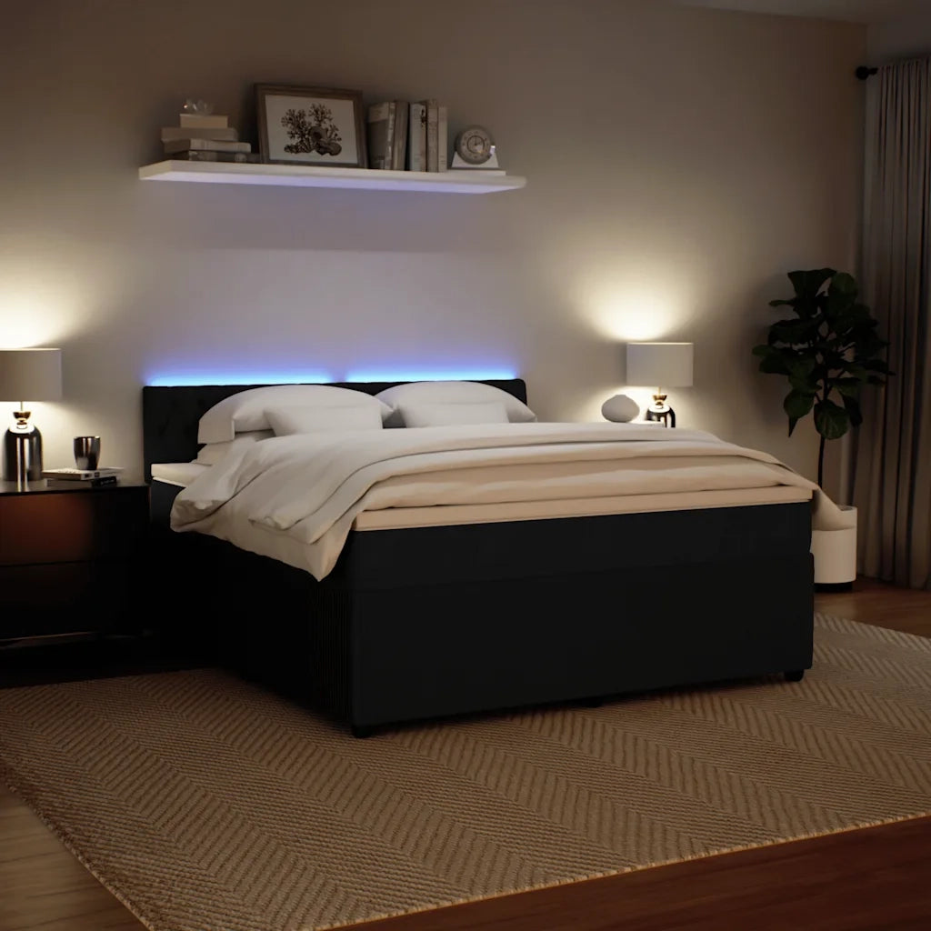 Giroletto a Molle con Materasso Nero 180x200 cm in Velluto 3290114