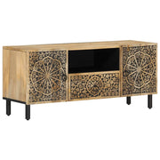 Mobile TV multimediale mensola per TV credenza per TV sala da pranzo soggiorno camera da letto 105 x 33 x 46 cm legno massello di mango marrone 02_0025676