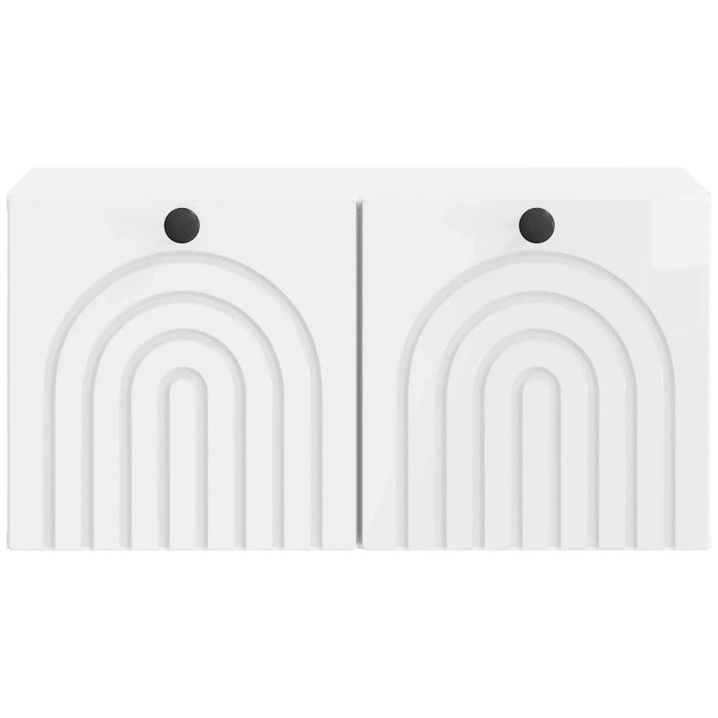 Mobile Porta TV da Muro Bianco Lucido 59,5 x 31 x 30 cm 898199