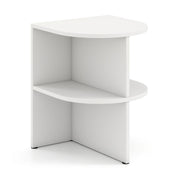 Tavolino a 2 ripiani a forma di mezzaluna con ripiani aperti da letto-Tavolino semicircolare da caff¨¨ per spazi ridotti Bianco
